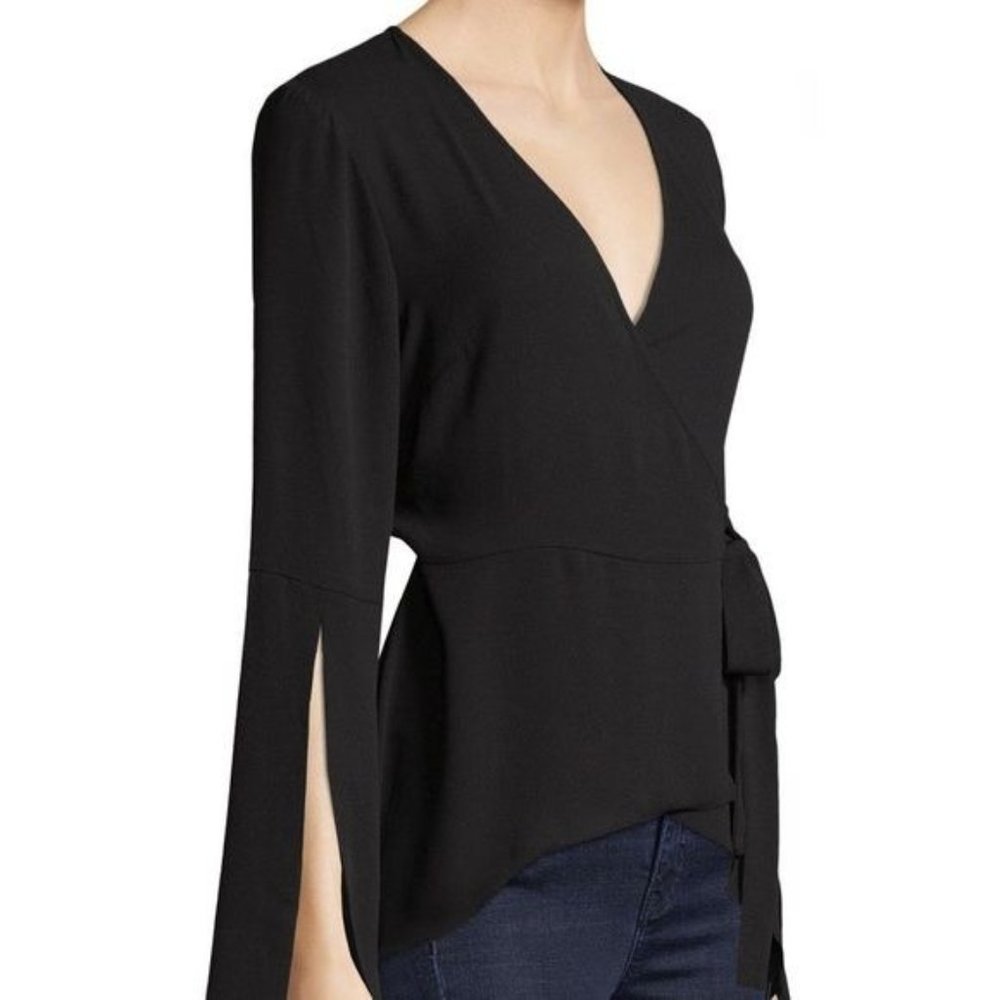Bell Sleeve Flare Wrap Top Size XS Black  Whimsigoth Witchy Boho Grunge
